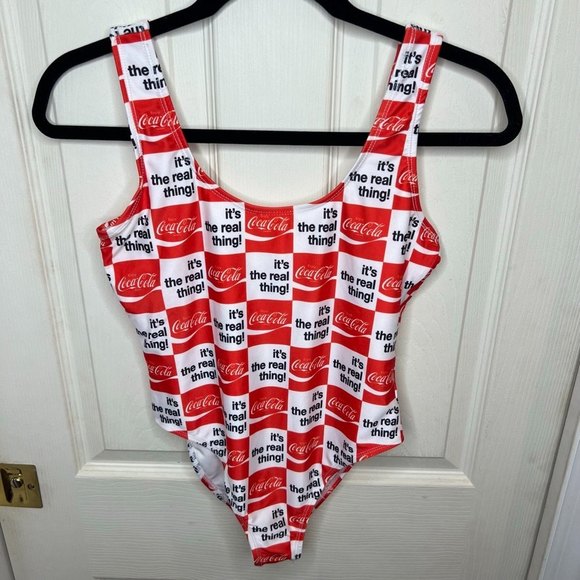 Women's Coca Cola One Piece Bathing Suit High Cut Size Small - Picture 1 of 8